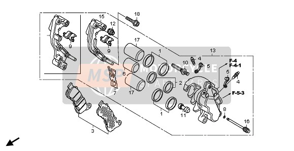 45150MFT641, Caliper Sub Assy., L. Fr. (Nissin), Honda, 0